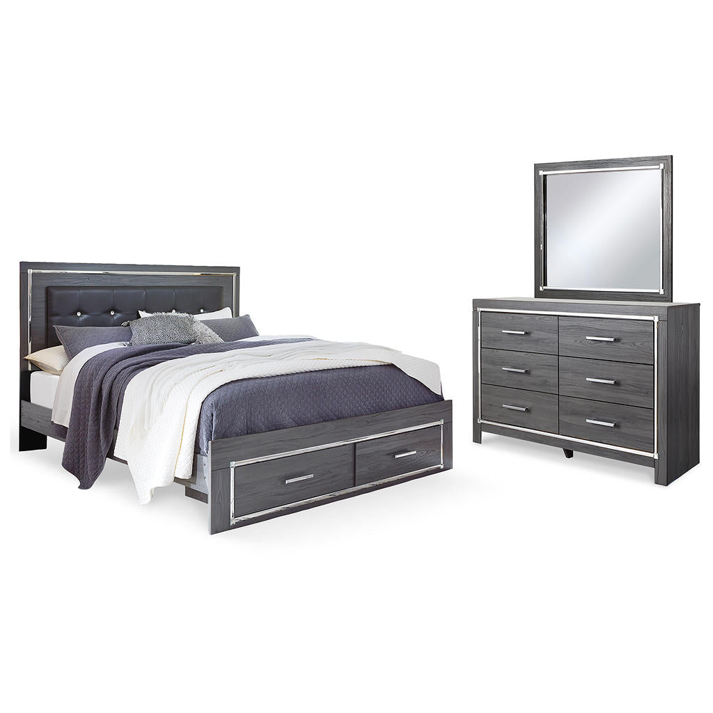 Lodanna King Upholstered Storage Bed, Dresser and Mirror — Gray Signature Design by Ashley® Uncategorized