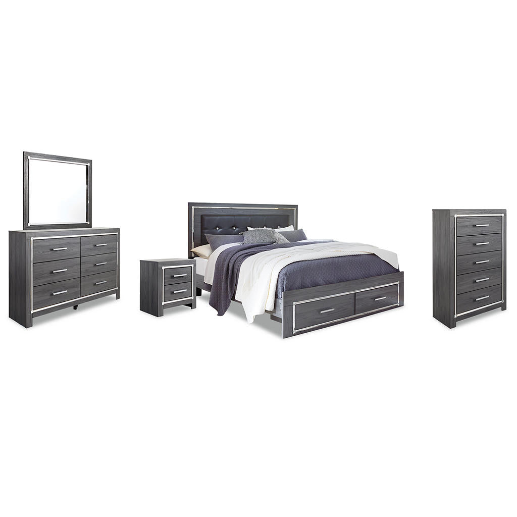 Lodanna King Upholstered Storage Bed Suite — Mirrored Dresser Set Signature Design by Ashley® Uncategorized