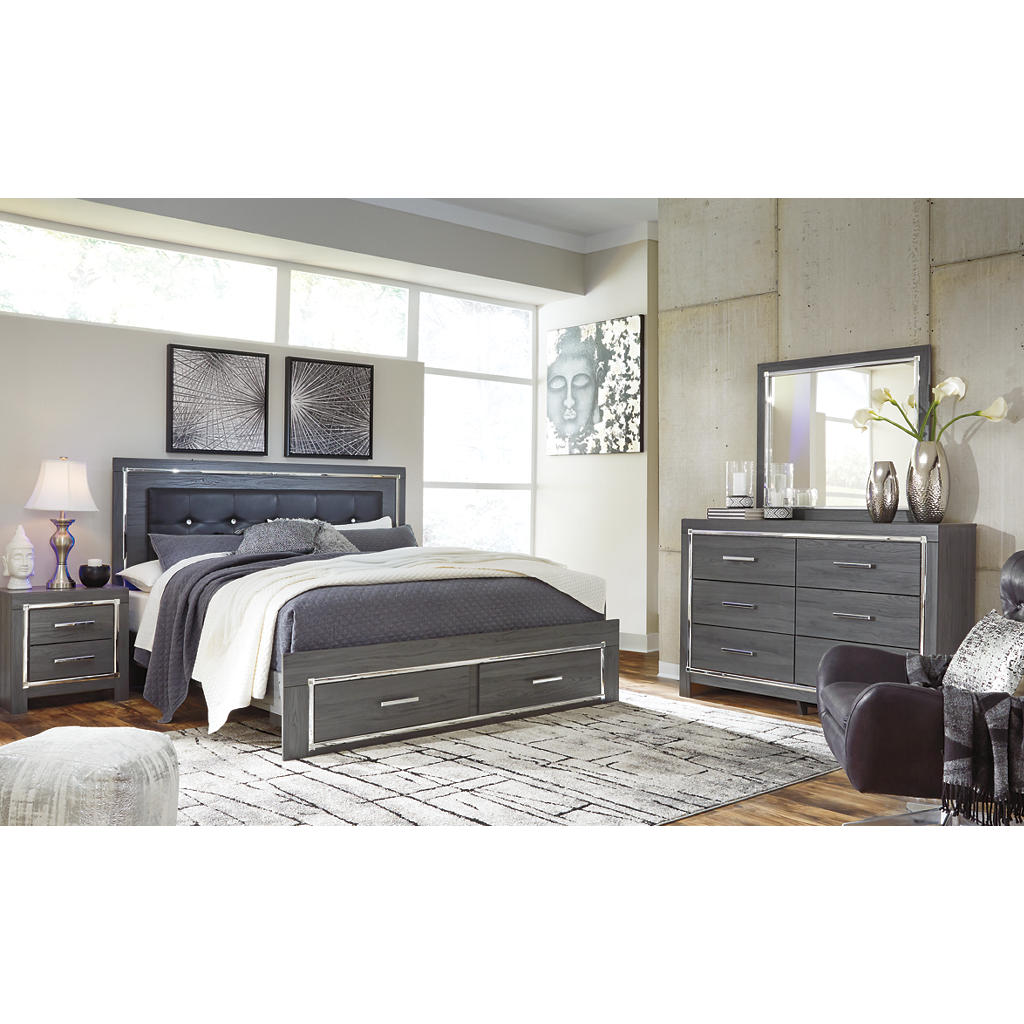 Lodanna King Storage Bed with Mirrored Dresser and Nightstand Signature Design by Ashley® Uncategorized