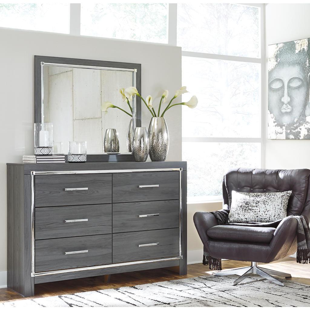 Lodanna Dresser — Gray 6-Drawer with Faceted Chrome Pulls Signature Design by Ashley® Bedroom