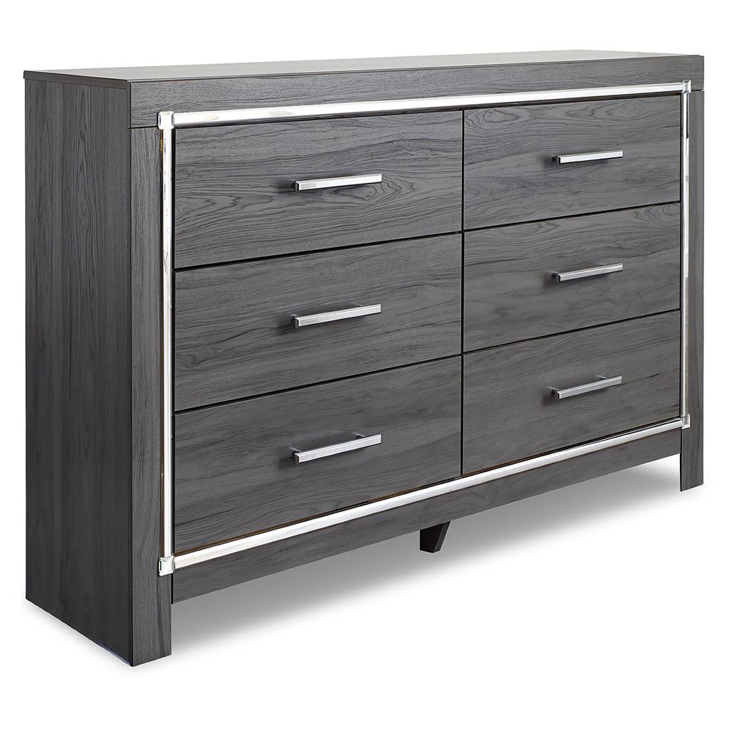Lodanna Dresser — Gray 6-Drawer with Faceted Chrome Pulls Signature Design by Ashley® Bedroom