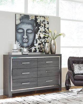 Lodanna Dresser — Gray 6-Drawer with Faceted Chrome Pulls Signature Design by Ashley® Bedroom