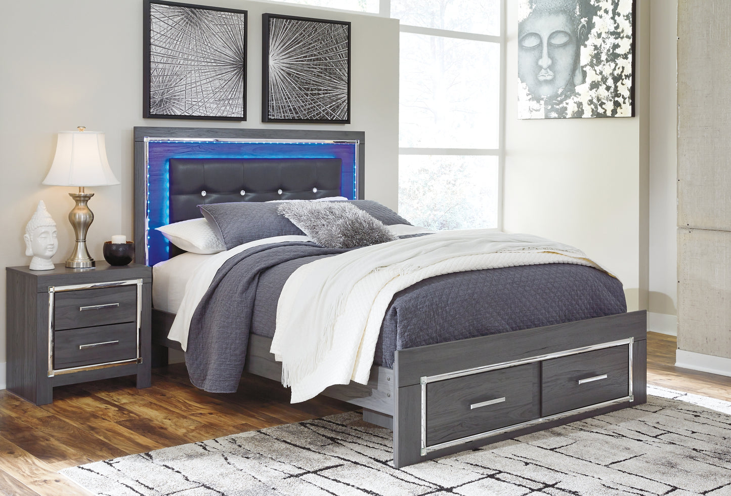 Lodanna Queen Storage Bed and Nightstand