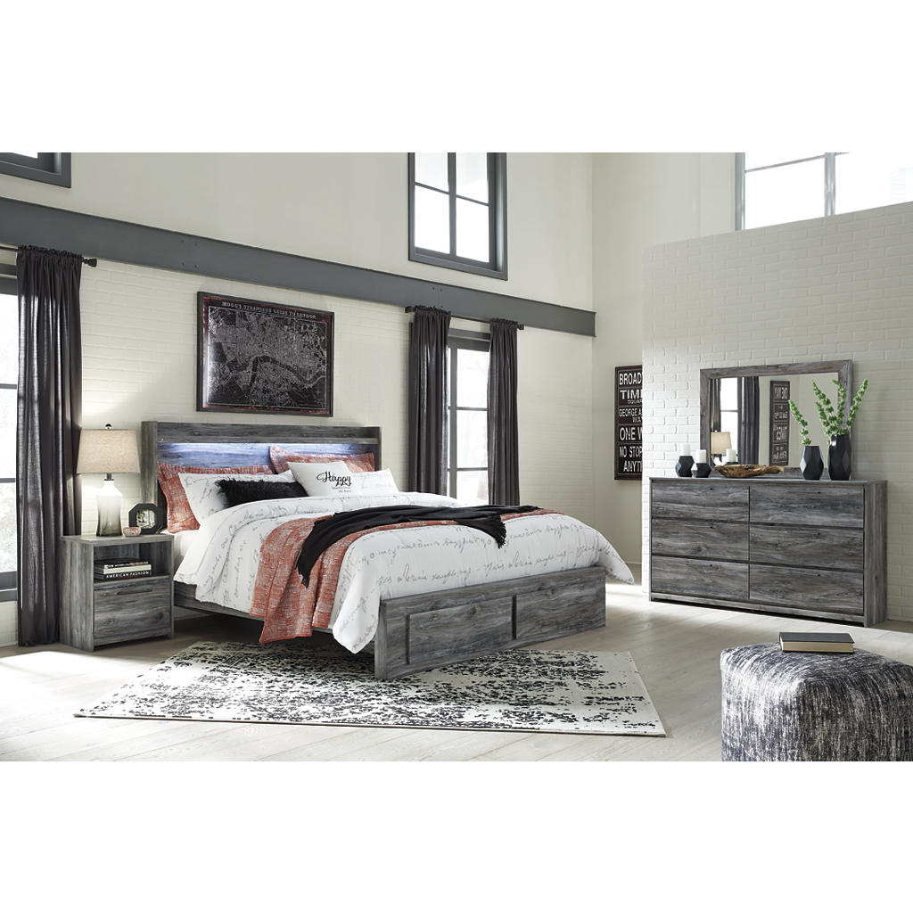 Baystorm King Panel Storage Bed with Mirrored Dresser and Nightstand Signature Design by Ashley® Uncategorized