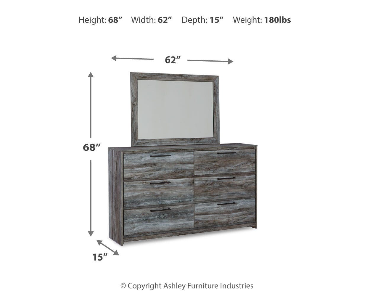 Baystorm Twin Panel Bed, Dresser, Mirror and Chest