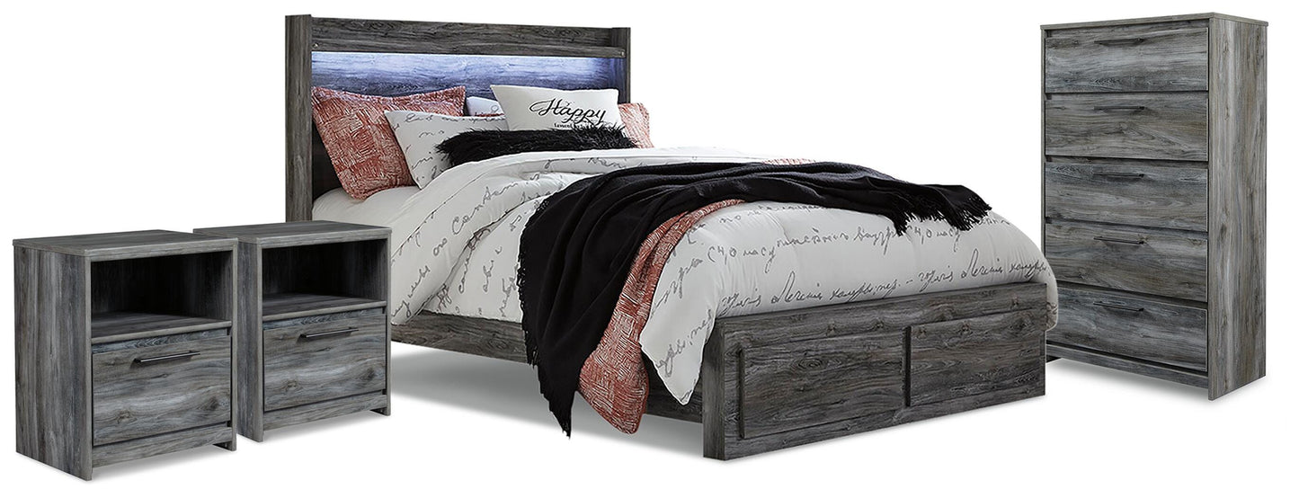 Baystorm King Panel Storage Bed, Chest and 2 Nightstands