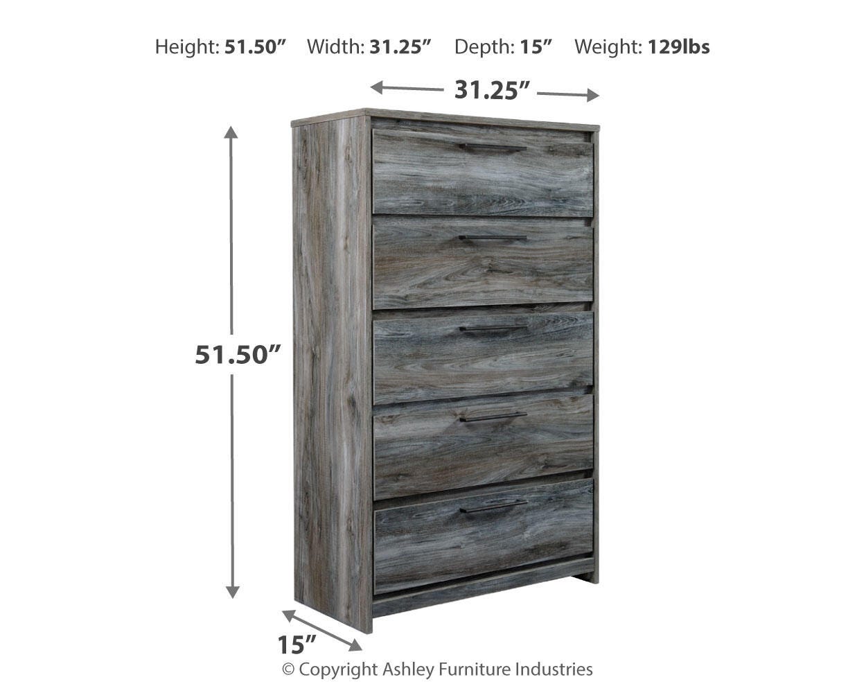 Baystorm Twin Panel Bed, Dresser, Mirror and Chest