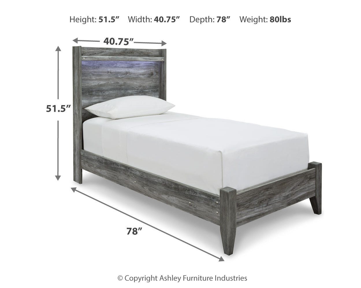 Baystorm Twin Panel Bed, Dresser, Mirror and Chest