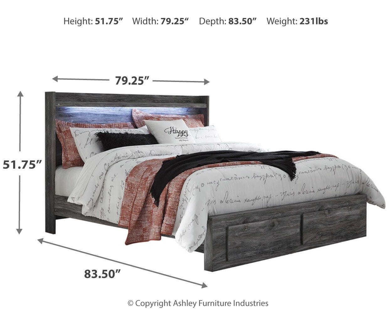 Baystorm King Panel Storage Bed, Chest and 2 Nightstands