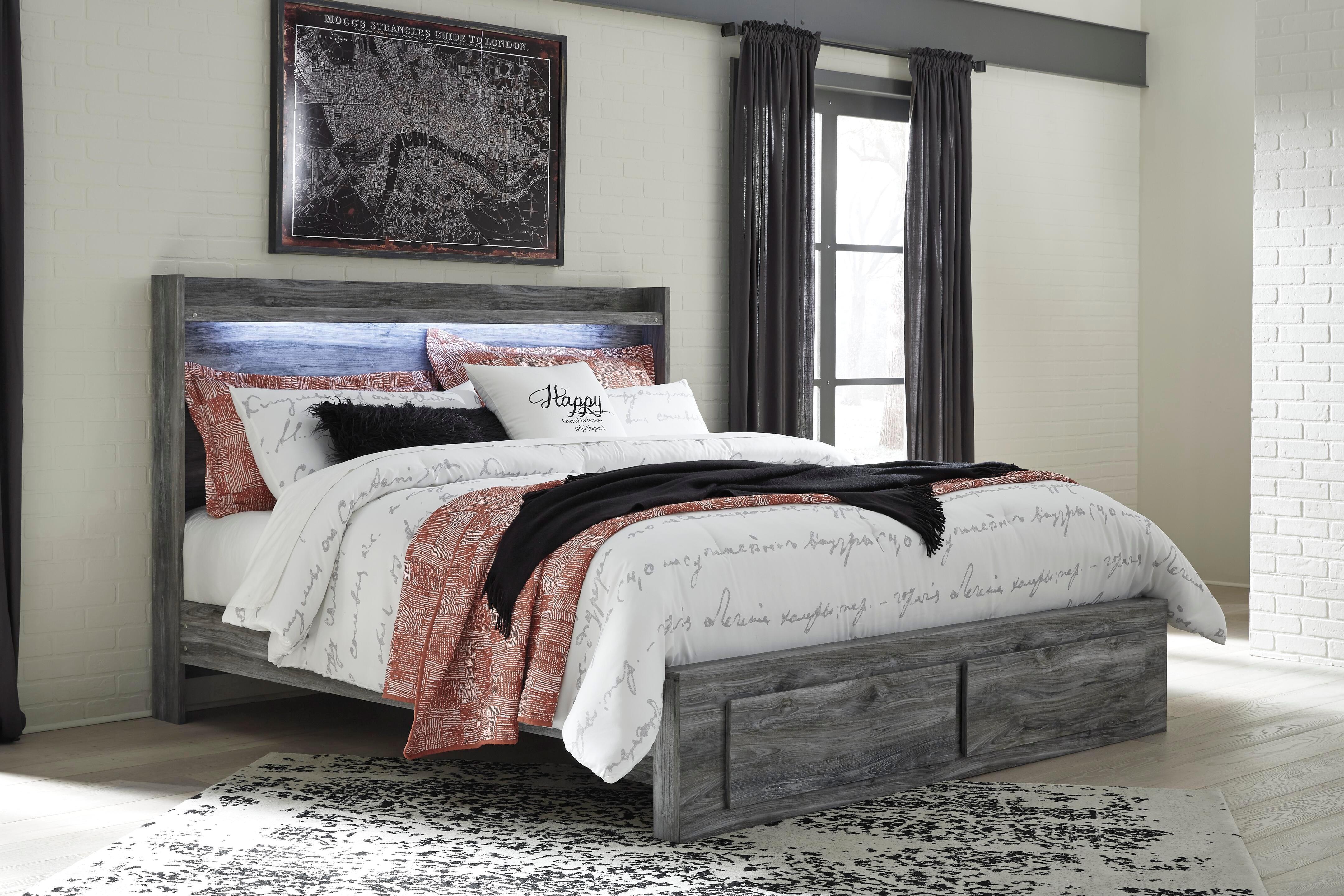 Baystorm King Panel Storage Bed, Chest and 2 Nightstands