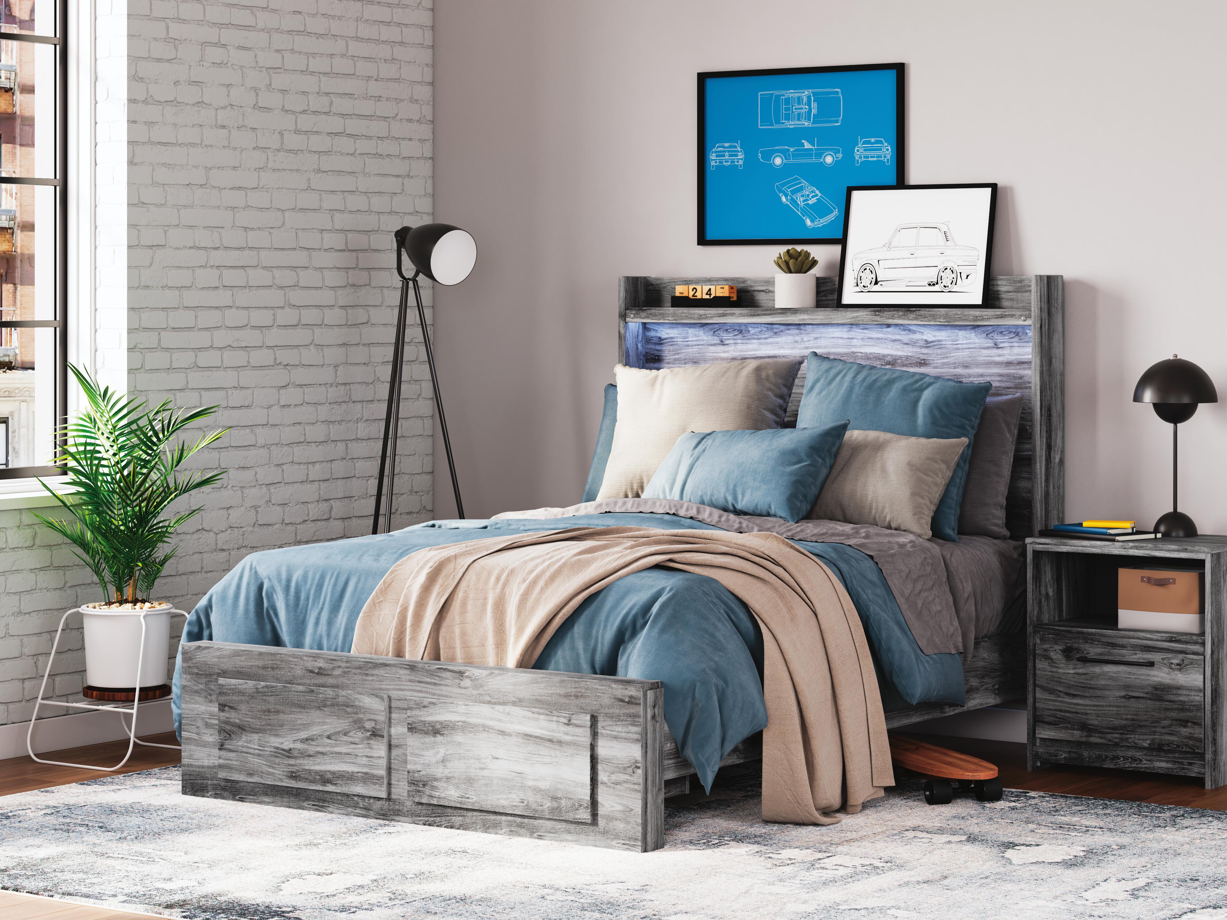 Baystorm Full Panel Storage Bed and Nightstand — 2-Piece Set