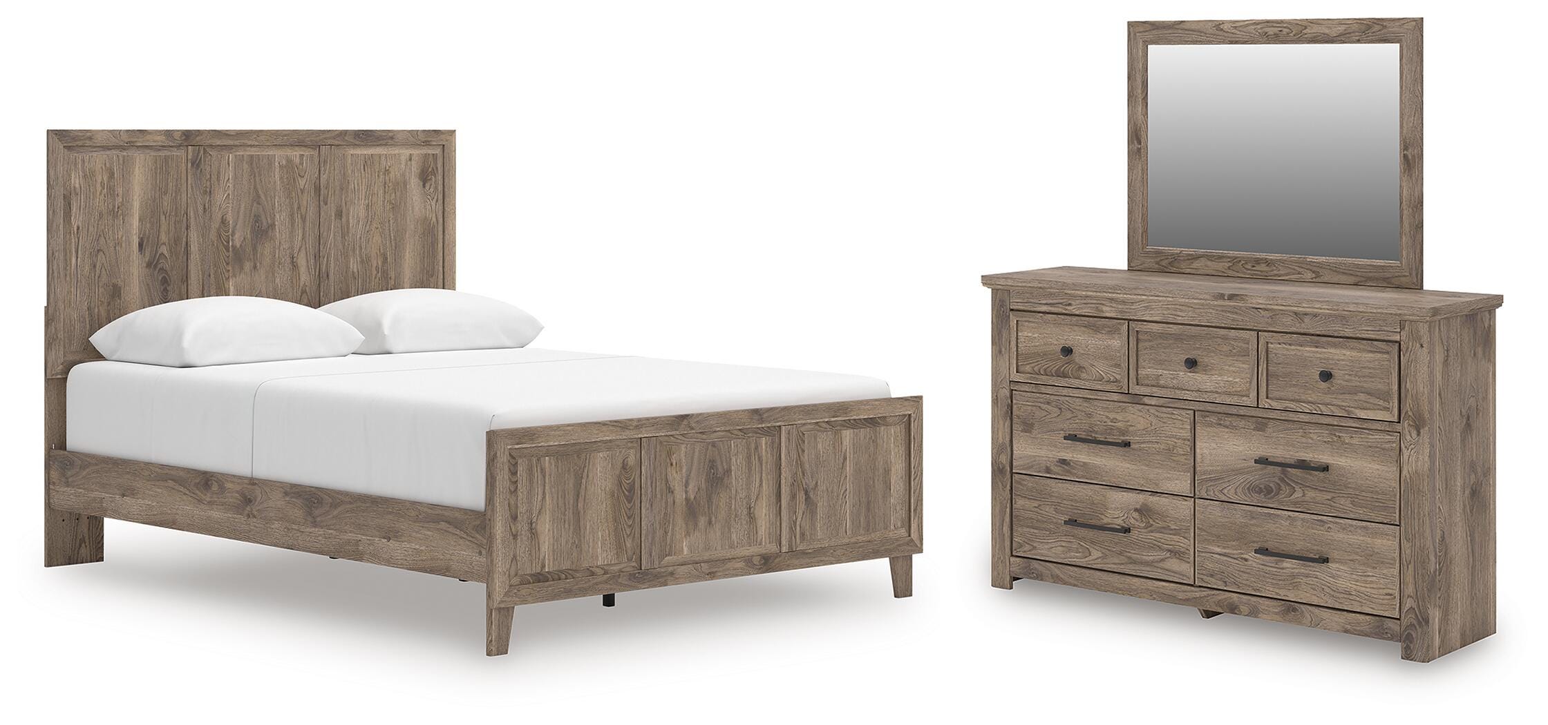 Rusticott Queen Panel Bed, Dresser and Mirror — 3-Piece Set Signature Design by Ashley® Bedroom