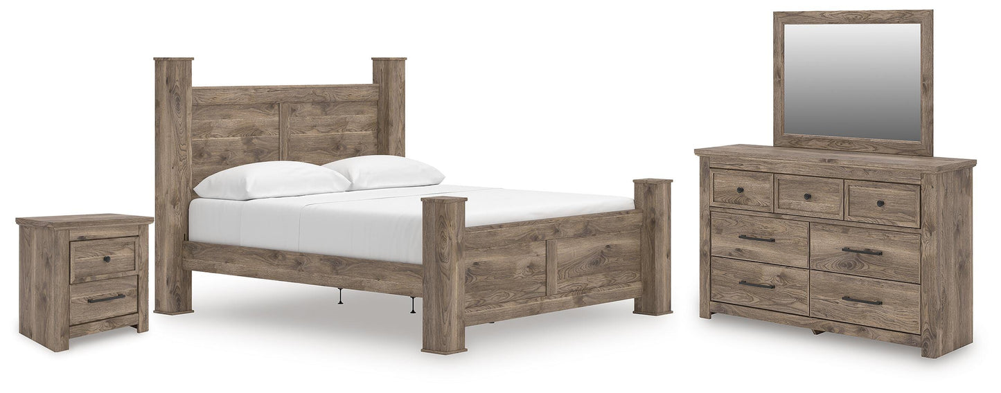 Rusticott King Poster Bed, Dresser, Mirror and Nightstand Signature Design by Ashley® Bedroom