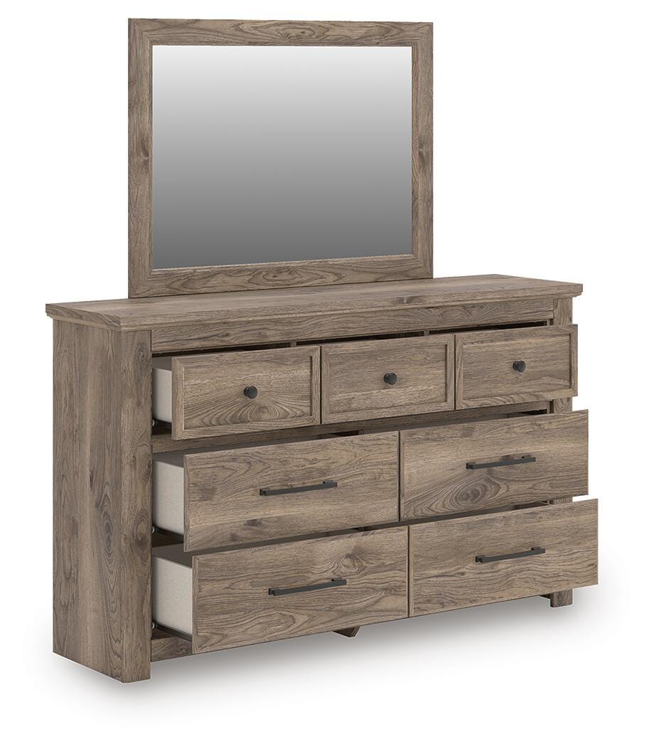 Rusticott King Poster Bed, Dresser, Mirror and Nightstand Signature Design by Ashley® Bedroom