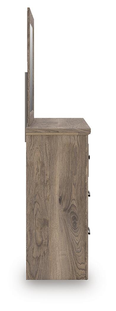 Rusticott Queen Poster Bed, Dresser, Mirror and Nightstand Signature Design by Ashley® Bedroom