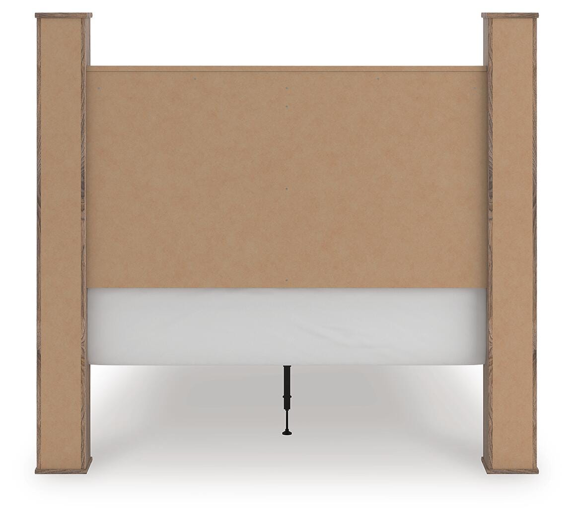 Rusticott Queen Poster Bed, Dresser, Mirror and Nightstand Signature Design by Ashley® Bedroom