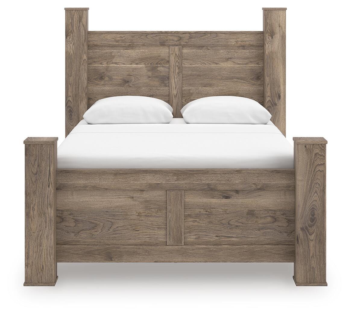 Rusticott Queen Poster Bed, Dresser, Mirror and Nightstand Signature Design by Ashley® Bedroom