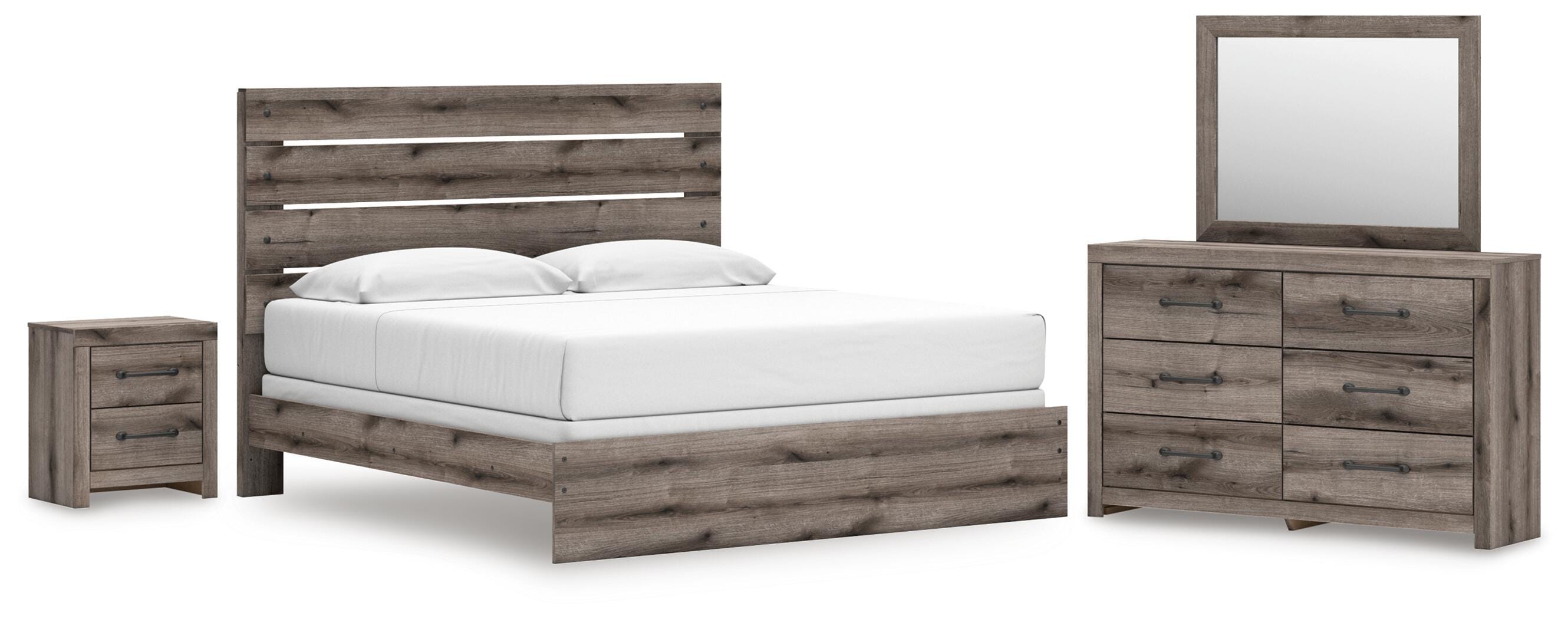 Graystorm King Panel Bed, Dresser, Mirror and Nightstand Signature Design by Ashley® Bedroom