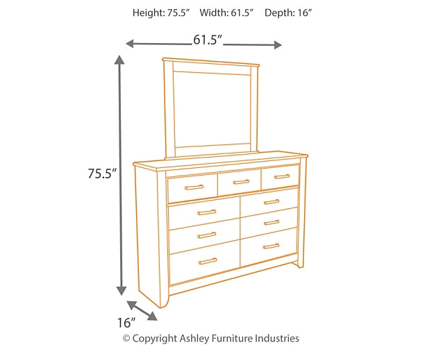 Zelen Queen/Full Panel Headboard, Dresser and Mirror