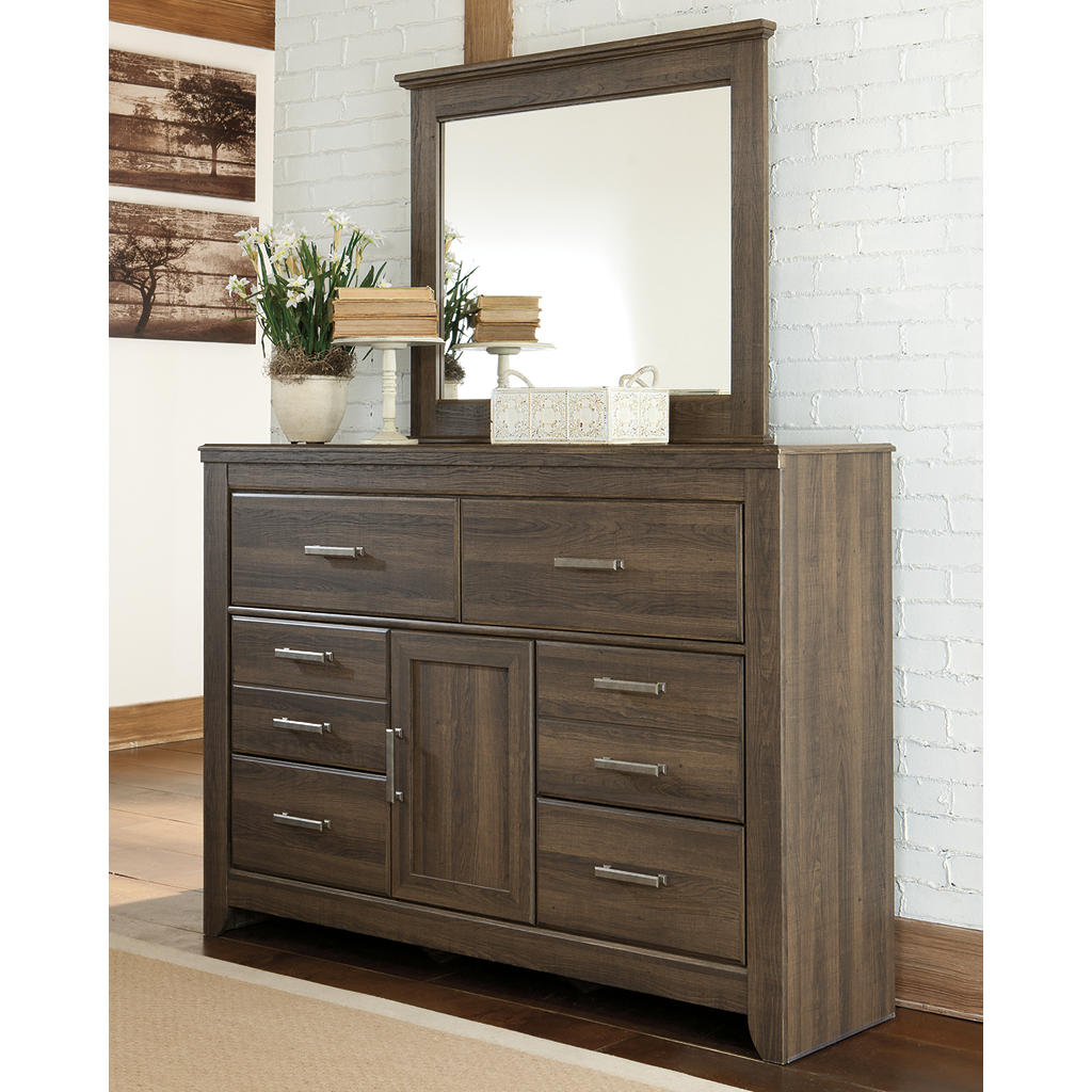 Juararo California King Poster Bed, Dresser, Mirror, Chest and 2 Nightstands Signature Design by Ashley® Uncategorized