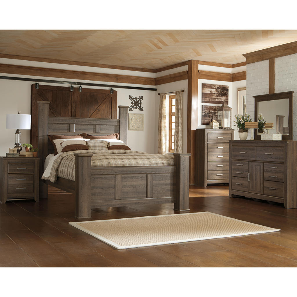 Juararo Queen Poster Bed, Dresser, Mirror, Chest and 2 Nightstands Signature Design by Ashley® Uncategorized