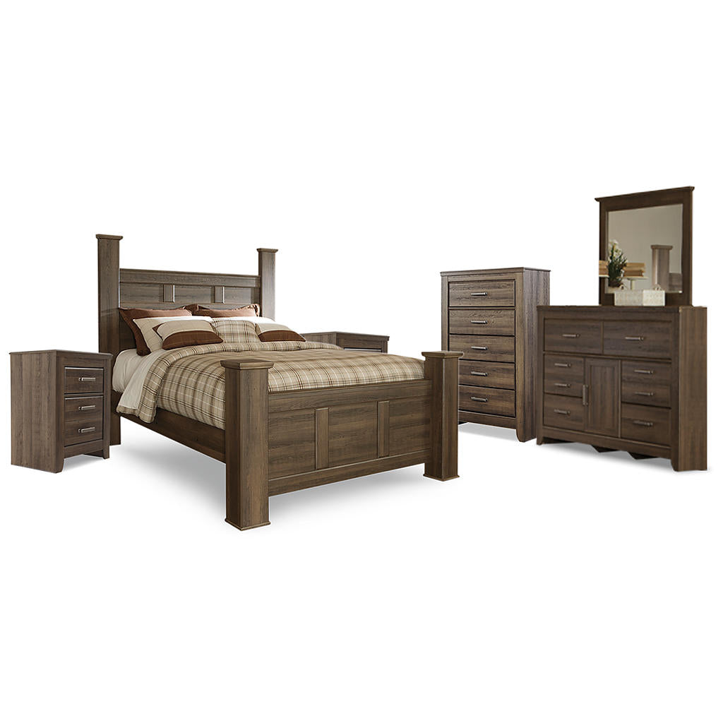 Juararo Queen Poster Bed, Dresser, Mirror, Chest and 2 Nightstands Signature Design by Ashley® Uncategorized