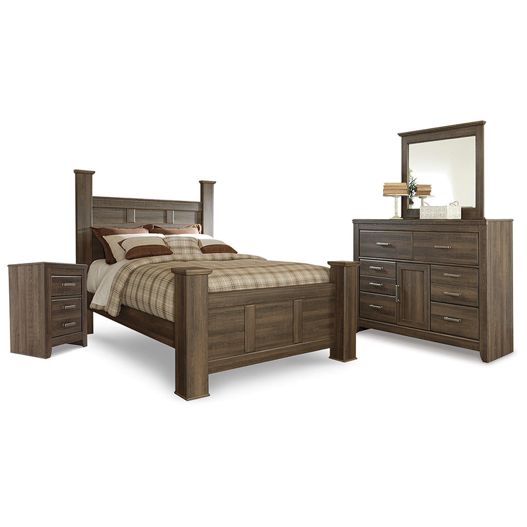 Juararo Queen Poster Bed with Mirrored Dresser and Nightstand Signature Design by Ashley® Uncategorized
