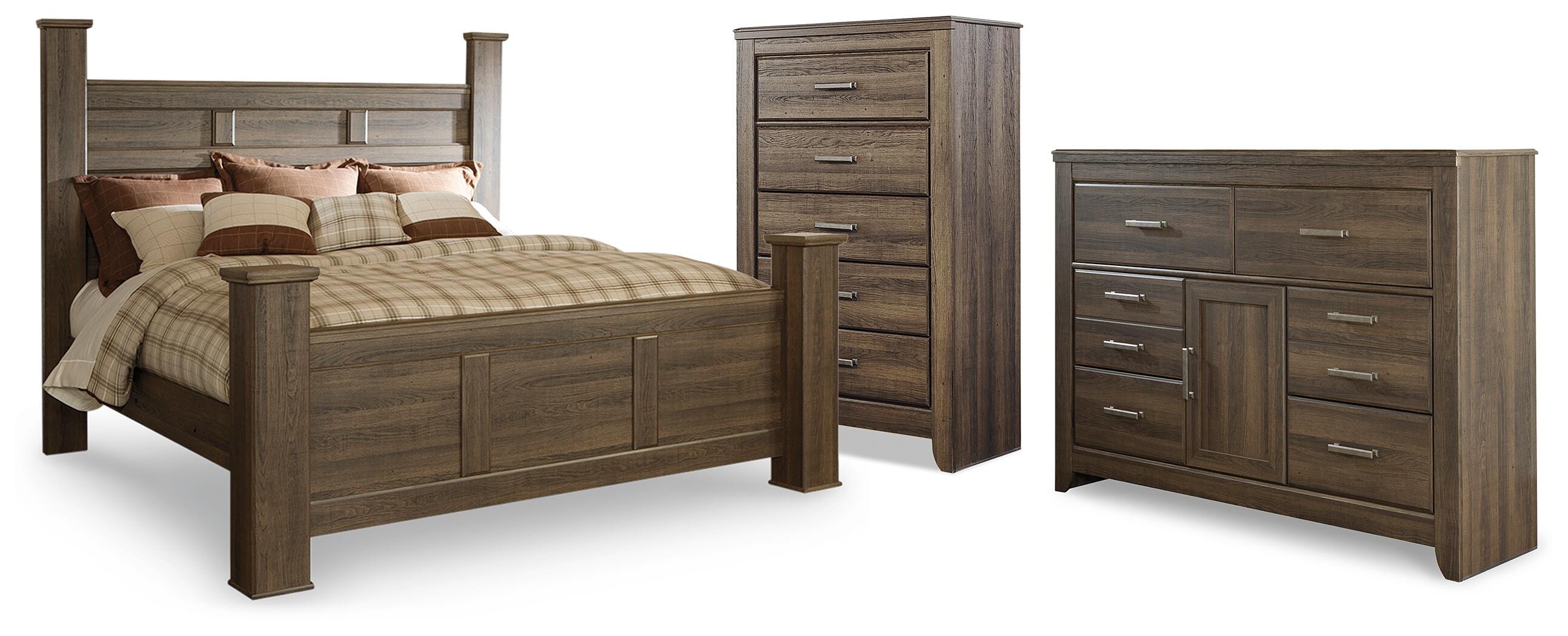 Juararo King Poster Bed, Dresser and Chest