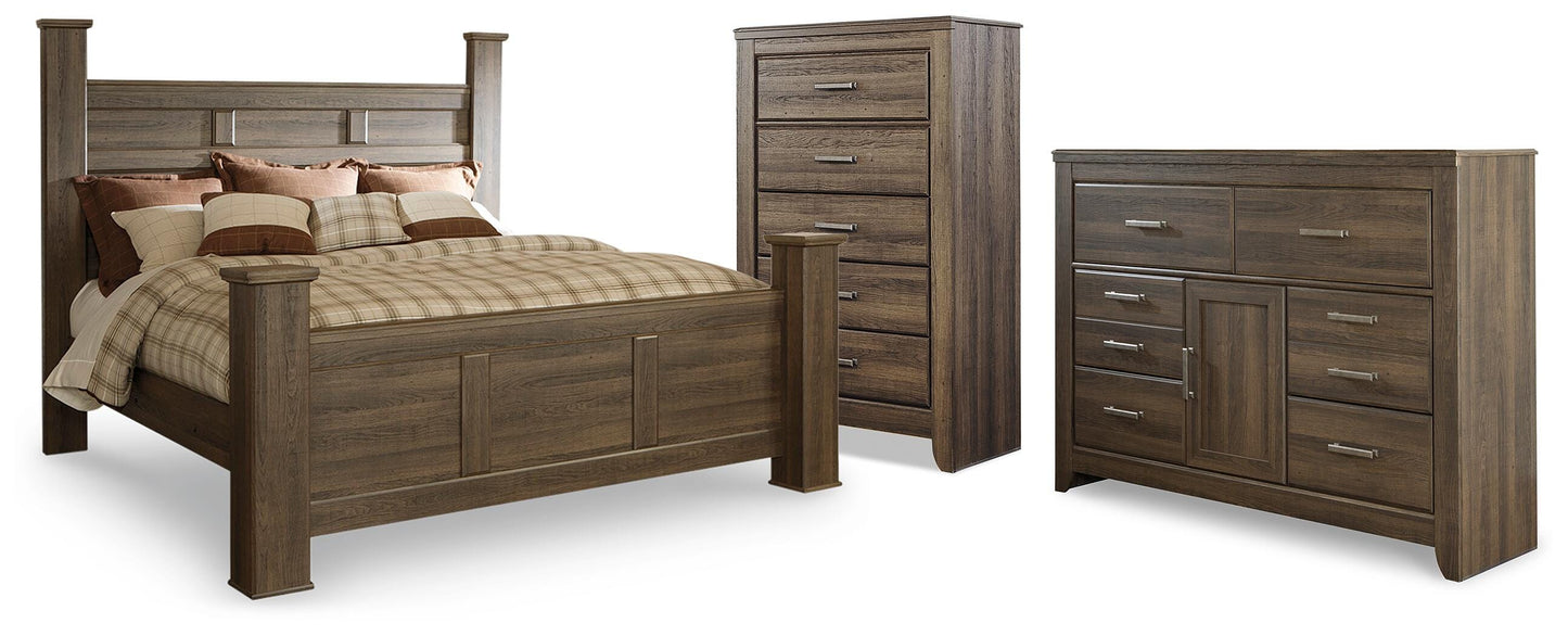 Juararo King Poster Bed, Dresser and Chest