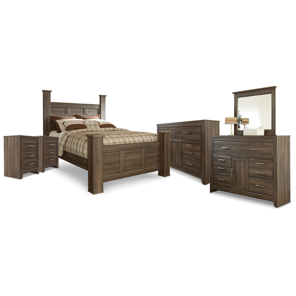 Juararo Queen Poster Bed, 2 Dressers, Mirror and 2 Nightstands Signature Design by Ashley® Uncategorized