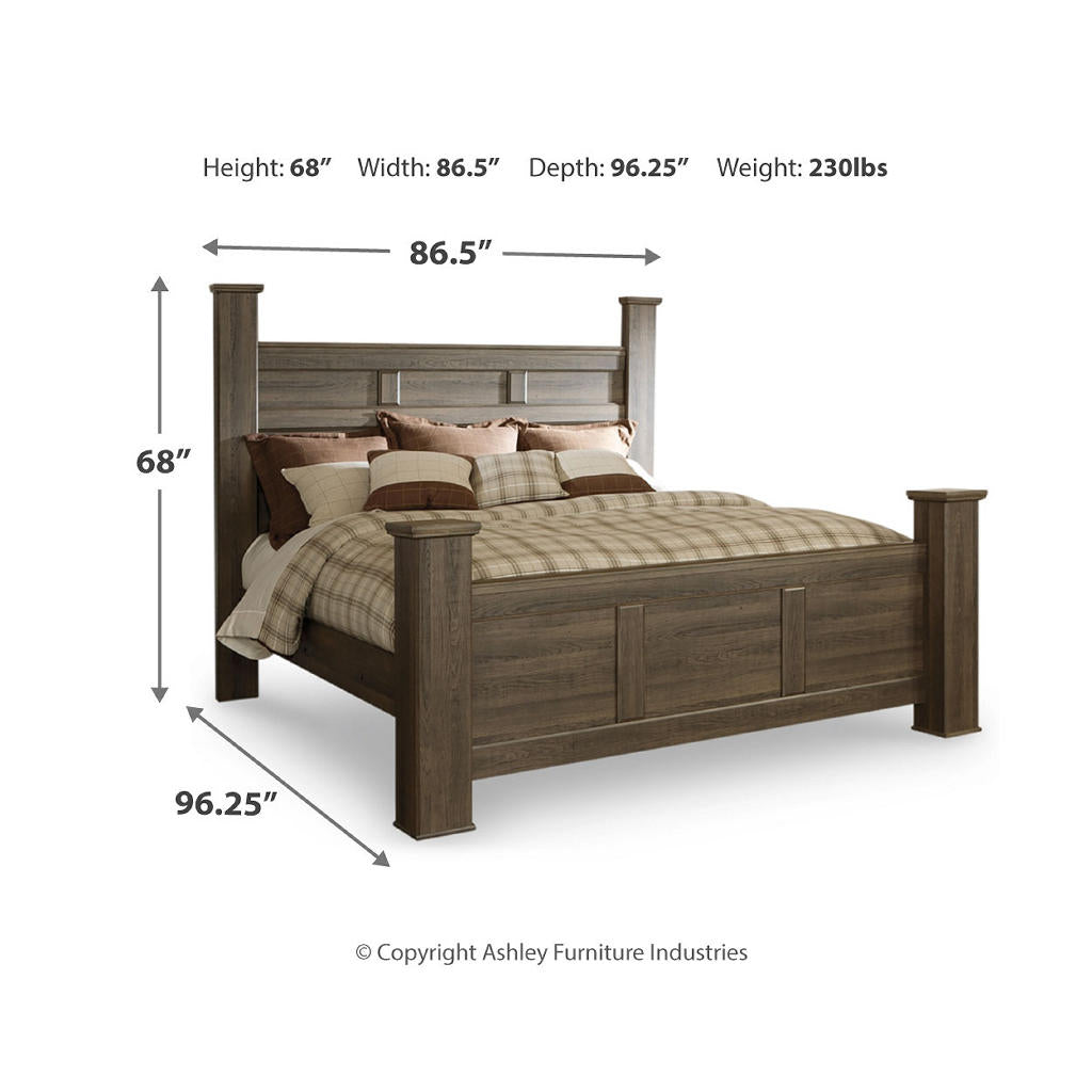 Juararo California King Poster Bed, Dresser, Mirror and 2 Nightstands Signature Design by Ashley® Uncategorized