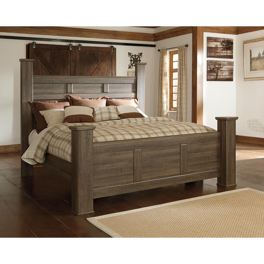 Juararo California King Poster Bed, Dresser, Mirror and 2 Nightstands Signature Design by Ashley® Uncategorized