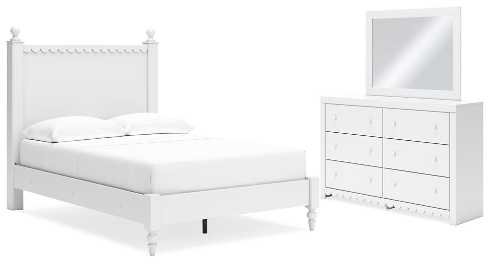 Mollviney Full Panel Bed, Dresser and Mirror