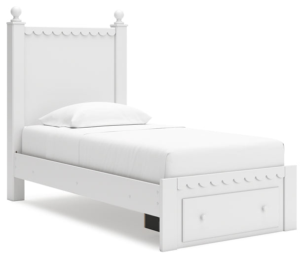 Mollviney Twin Panel Storage Bed, Dresser and Mirror