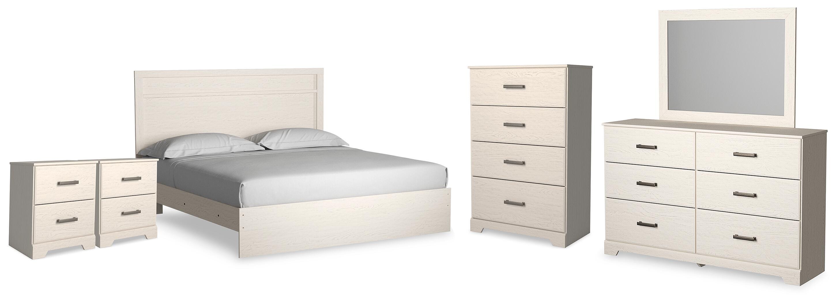 Stelsie King Panel Bed, Dresser, Mirror, Chest and 2 Nightstands