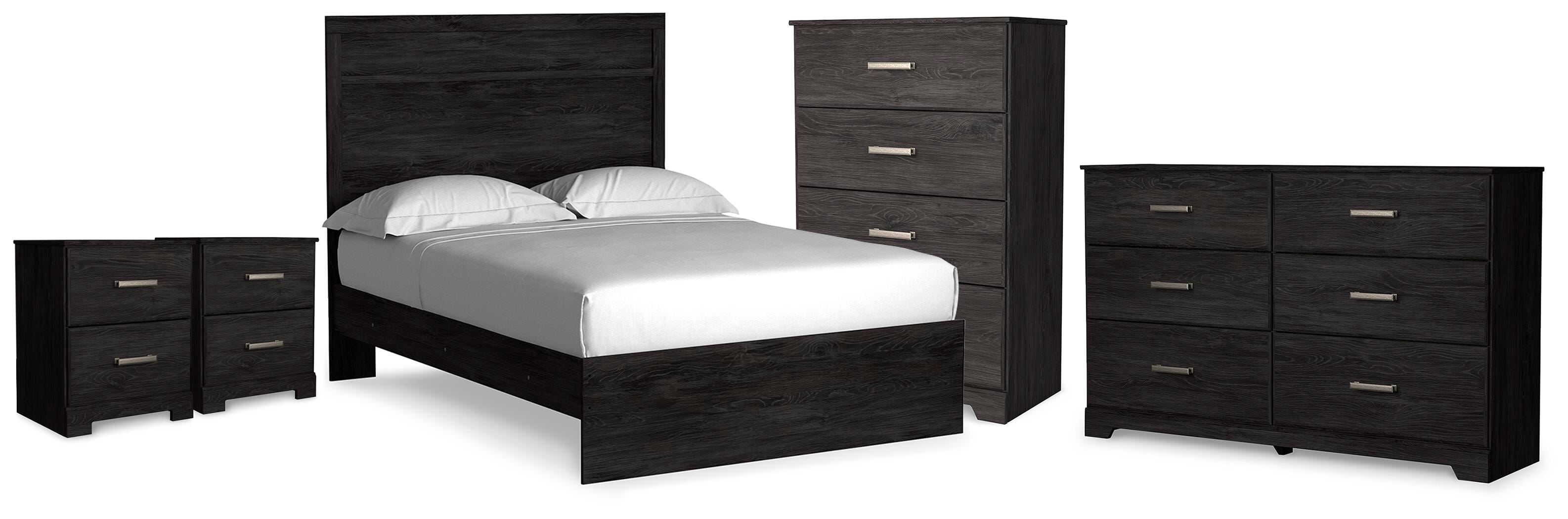 Belachime Full Panel Bed, Dresser, Chest and 2 Nightstands