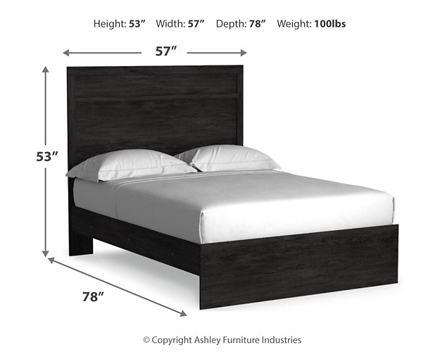 Belachime Full Panel Bed with 2 Nightstands