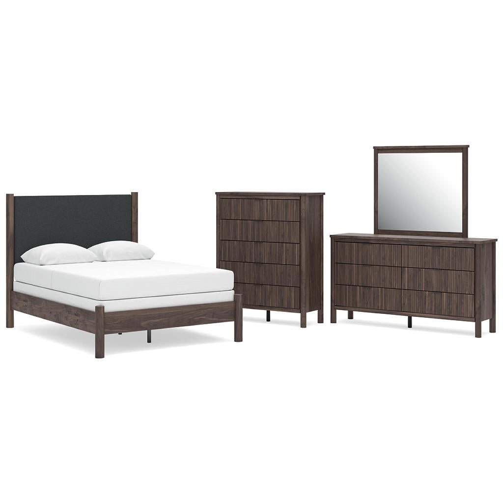 Pamytta Full Upholstered Panel Bed, Dresser and Mirror Ashley® Bedroom