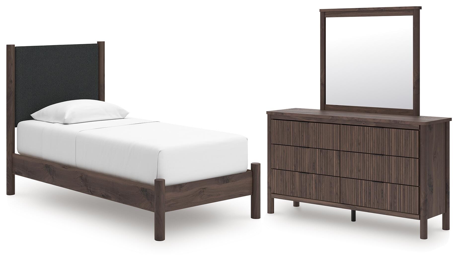 Pamytta Twin Upholstered Platform Bed, Dresser and Mirror (B9) Signature Design by Ashley® Bedroom
