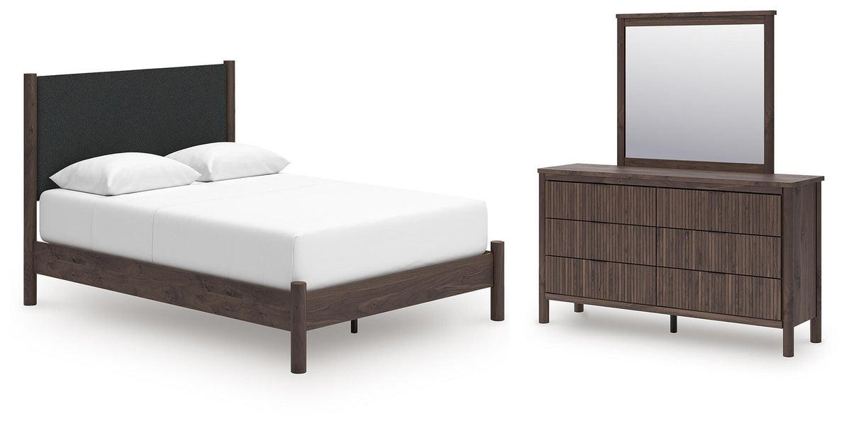 Pamytta Queen Upholstered Platform Bed, Dresser and Mirror (B13) Signature Design by Ashley® Bedroom