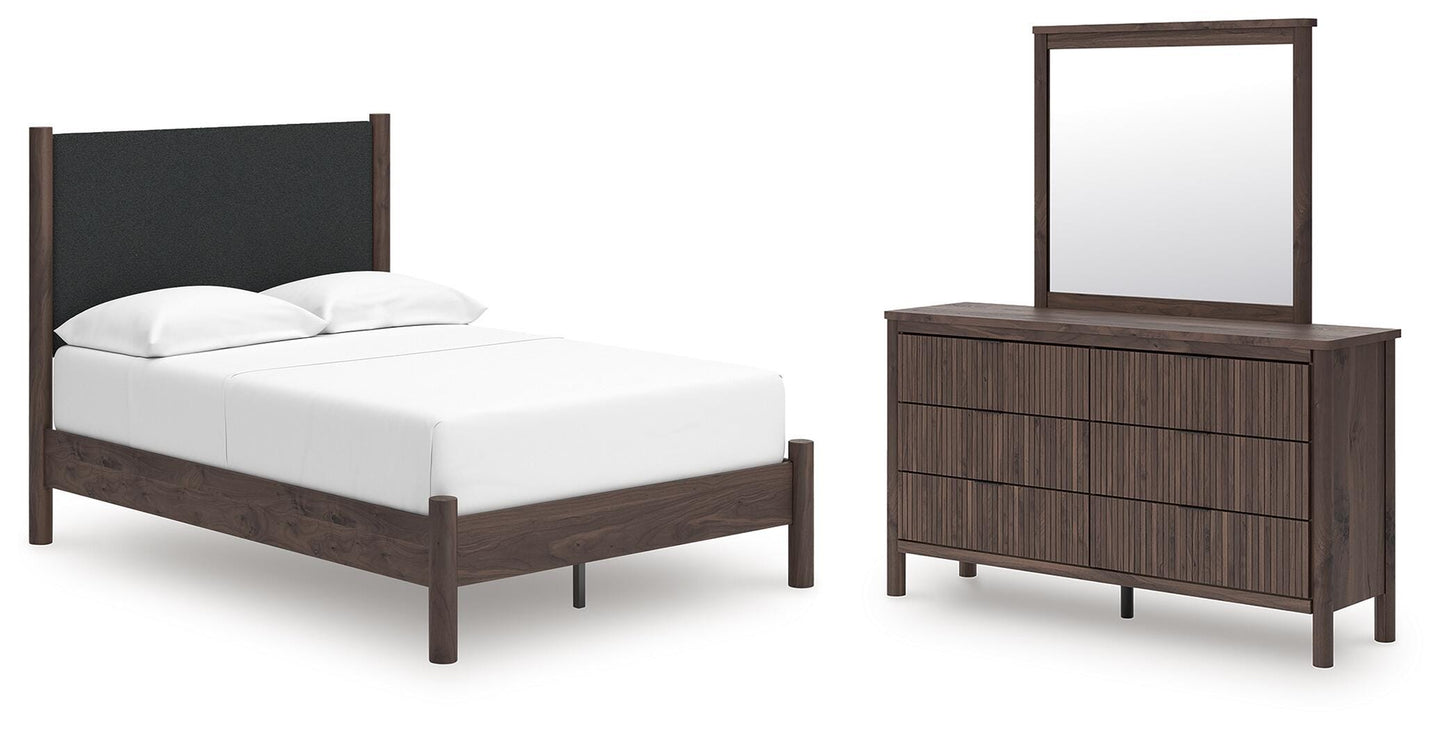 Pamytta Full Upholstered Platform Bed, Dresser and Mirror Signature Design by Ashley® Bedroom