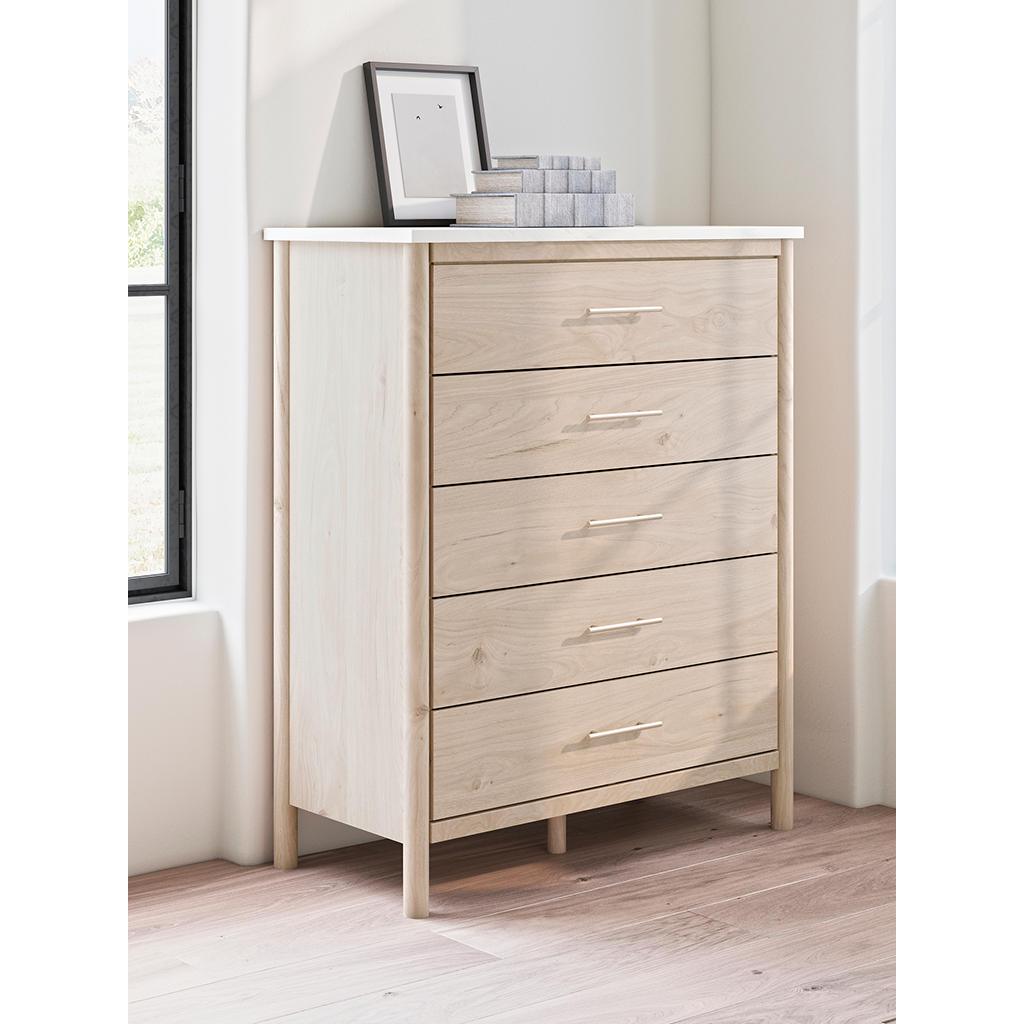 Cadmori Chest of Drawers — Marble Top on Round Posts Signature Design by Ashley® Bedroom