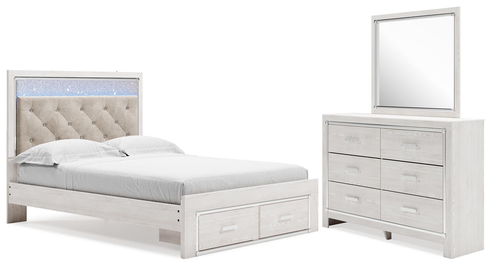 Altyra Queen Upholstered Panel Storage Bed, Dresser and Mirror Signature Design by Ashley® Bedroom