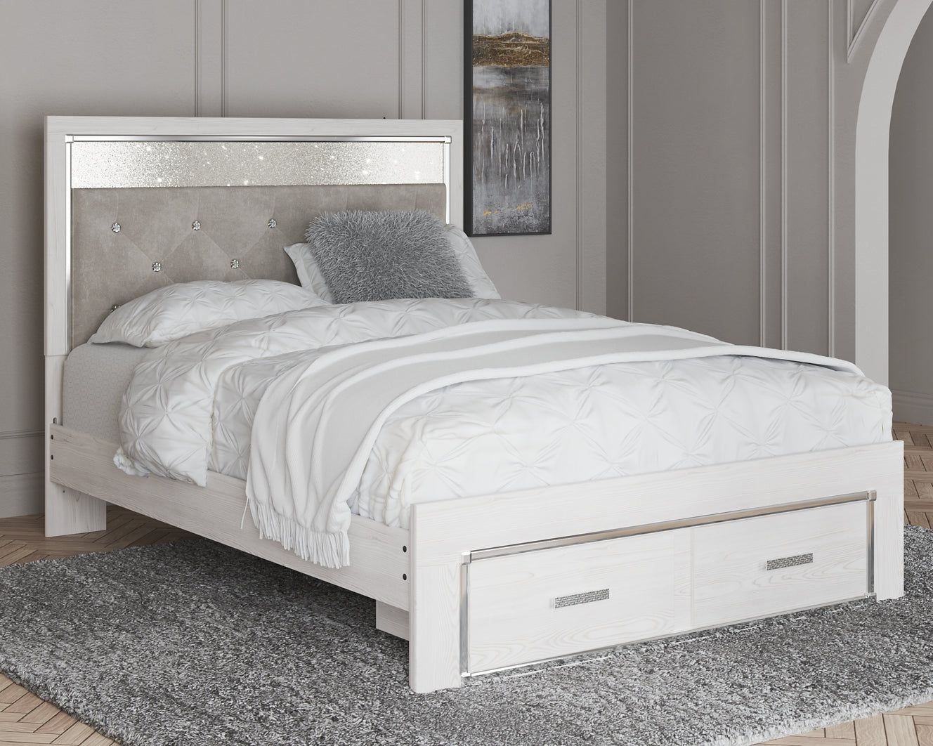 Altyra Queen Panel Storage Bed, Dresser, Mirror and Chest