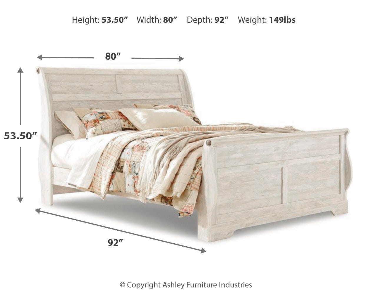 Willowton King Sleigh Bed 6-Piece Set — Chest, 2 Nightstands Signature Design by Ashley® Bedroom Package
