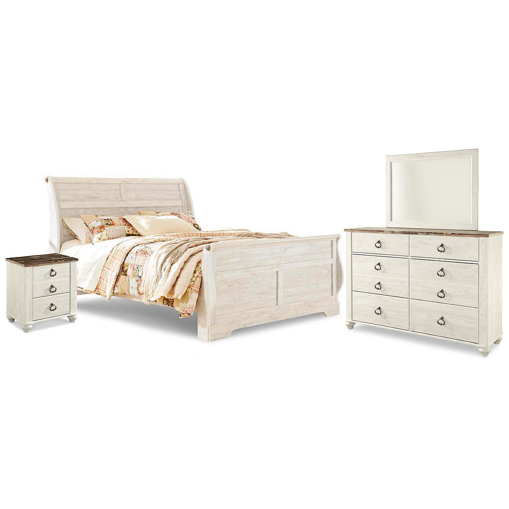 Willowton King Sleigh Bed, Dresser, Mirror and Nightstand Signature Design by Ashley® Uncategorized