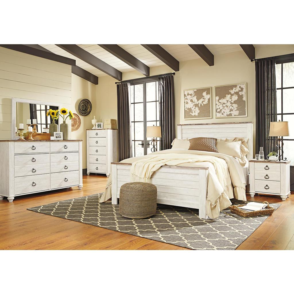 Willowton Dresser and Mirror Set (B1) — Whitewash Signature Design by Ashley® Bedroom