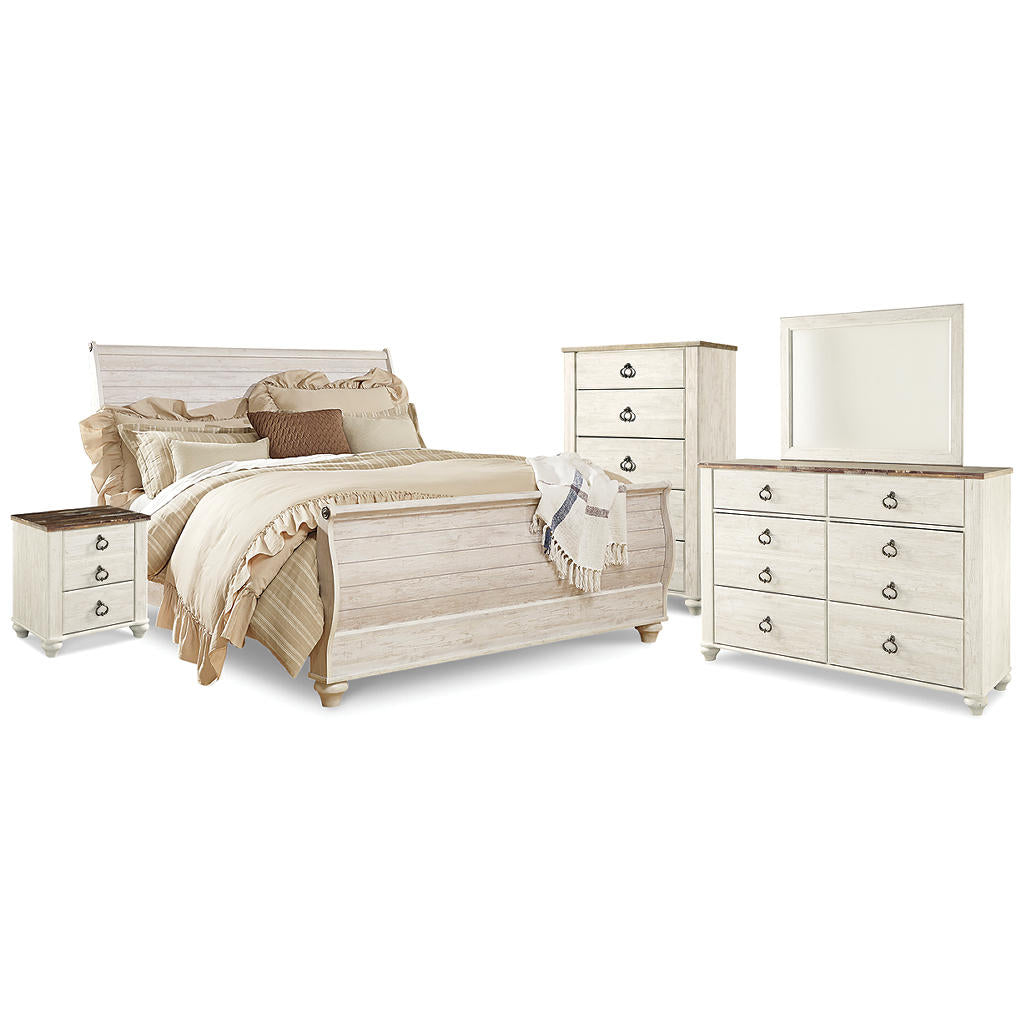 Willowton King Sleigh Bed, Dresser, Mirror, Chest and Nightstand Signature Design by Ashley® Uncategorized