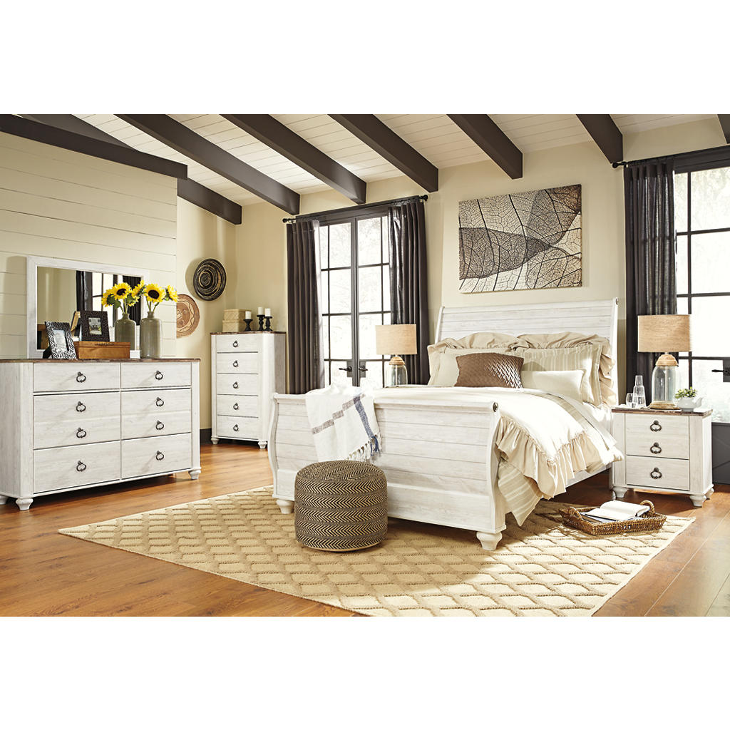 Willowton Queen Sleigh Bed, Dresser, Mirror, Chest and Nightstand Signature Design by Ashley® Uncategorized