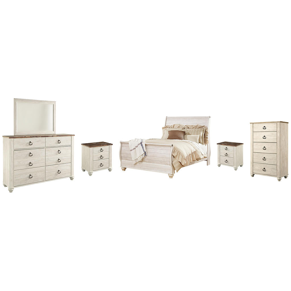 Willowton Queen Sleigh Bed, Dresser, Mirror, Chest and 2 Nightstands Signature Design by Ashley® Uncategorized